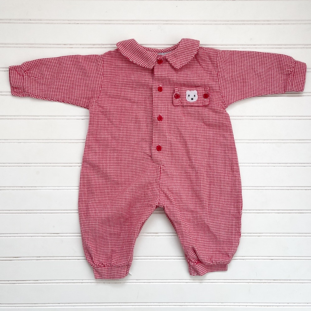FUNTASIA TOO VGUC Classic Red Houndstooth Peter Pan Collar Romper